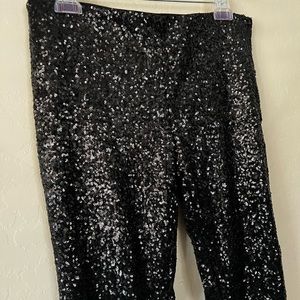 H&M Black Sequin Stretch Skinny Pant